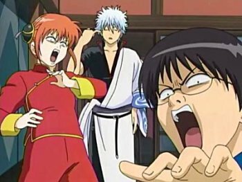 Gintama: Sakata Gintoki, Shimura Shinpachi y Kagura