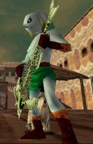 Lonk transformado en Zora con su guitarra